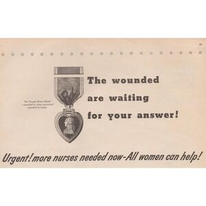 Vintage 1945 Ford Motor Company WW2 Era Nurse Recruitment Print Ad War Bonds